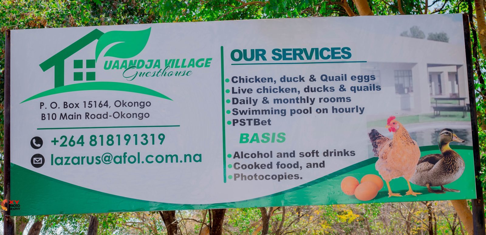 Uaandja Village Guesthouse signboard